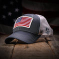 Load image into Gallery viewer, Slate & White Mesh-Back Trucker Hat
