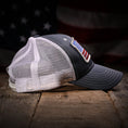 Load image into Gallery viewer, Slate & White Mesh-Back Trucker Hat
