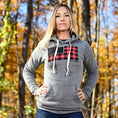 Load image into Gallery viewer, Women's Buffalo Plaid American Flag Hoodie
