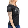 Load image into Gallery viewer, Women's Murdered Out American Flag Patriotic T-Shirt
