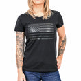 Load image into Gallery viewer, Women's Murdered Out American Flag Patriotic T-Shirt
