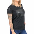 Load image into Gallery viewer, Women's Murdered Out American Flag Patriotic T-Shirt
