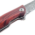 Load image into Gallery viewer, Damascus Steel EDC Folder Wood Handle Smooth Action 3.875" Blade
