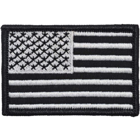US Flag - 2x3 Patch - Black w/ Silver