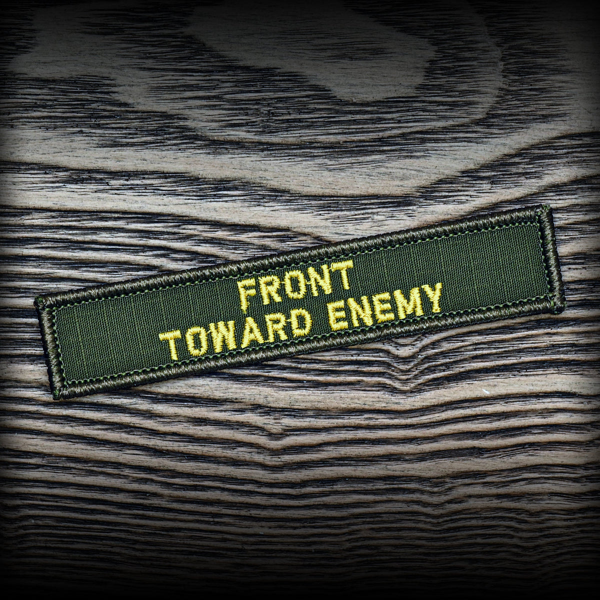 Claymore Front Toward Enemy 1x5 Velcro Patch - OD Green