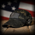 Load image into Gallery viewer, Black Multicam Full Fabric American Flag Range Hat
