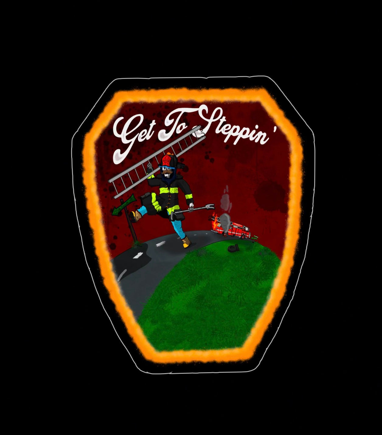 Broke Down Truckie Slap | Firefighter Broken Truck Laminated Vinyl Sticker