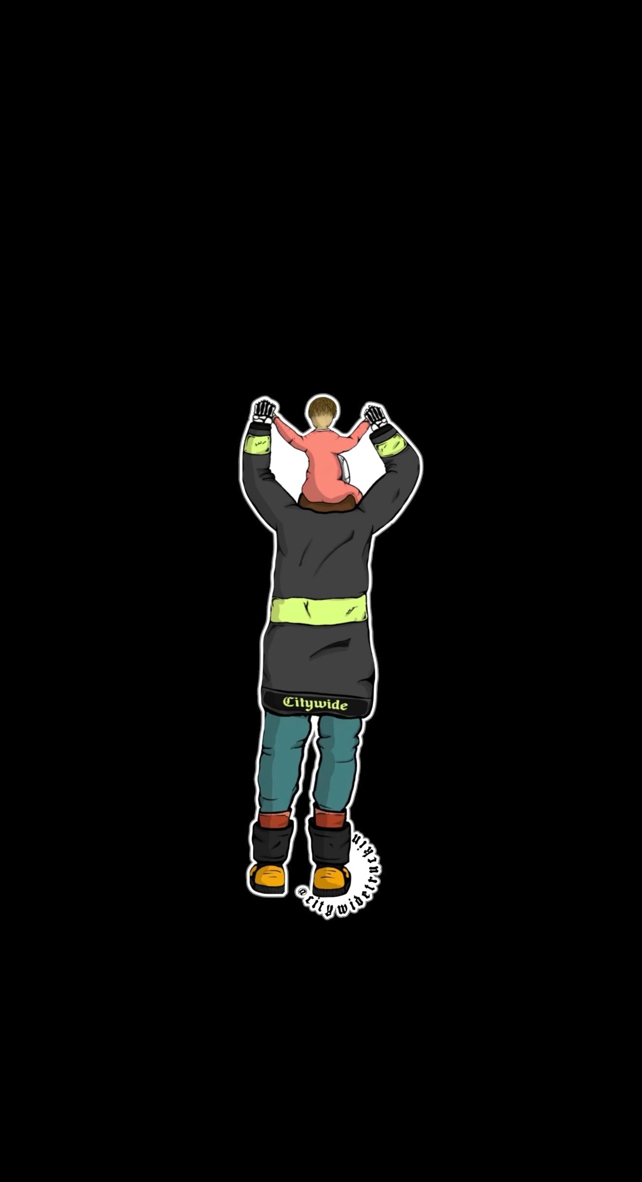 Firefighter Dad & Baby | Laminated Vinyl Sticker