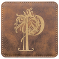 Load image into Gallery viewer, Coaster - Rustic/Gold Square Leatherette, 6 Coaster set with holder
