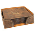 Load image into Gallery viewer, Coaster - Rustic/Gold Square Leatherette, 6 Coaster set with holder
