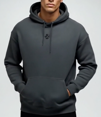 Embroidered Skull Logo Pullover Hoodie