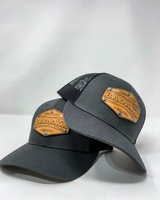 Leather Badaxx logo snapback truckers cap