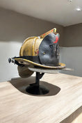 Load image into Gallery viewer, Fire Helmet TABLE TOP Display New York Roof Hook or Halligan Bar (really it works with any helmet you can think of)
