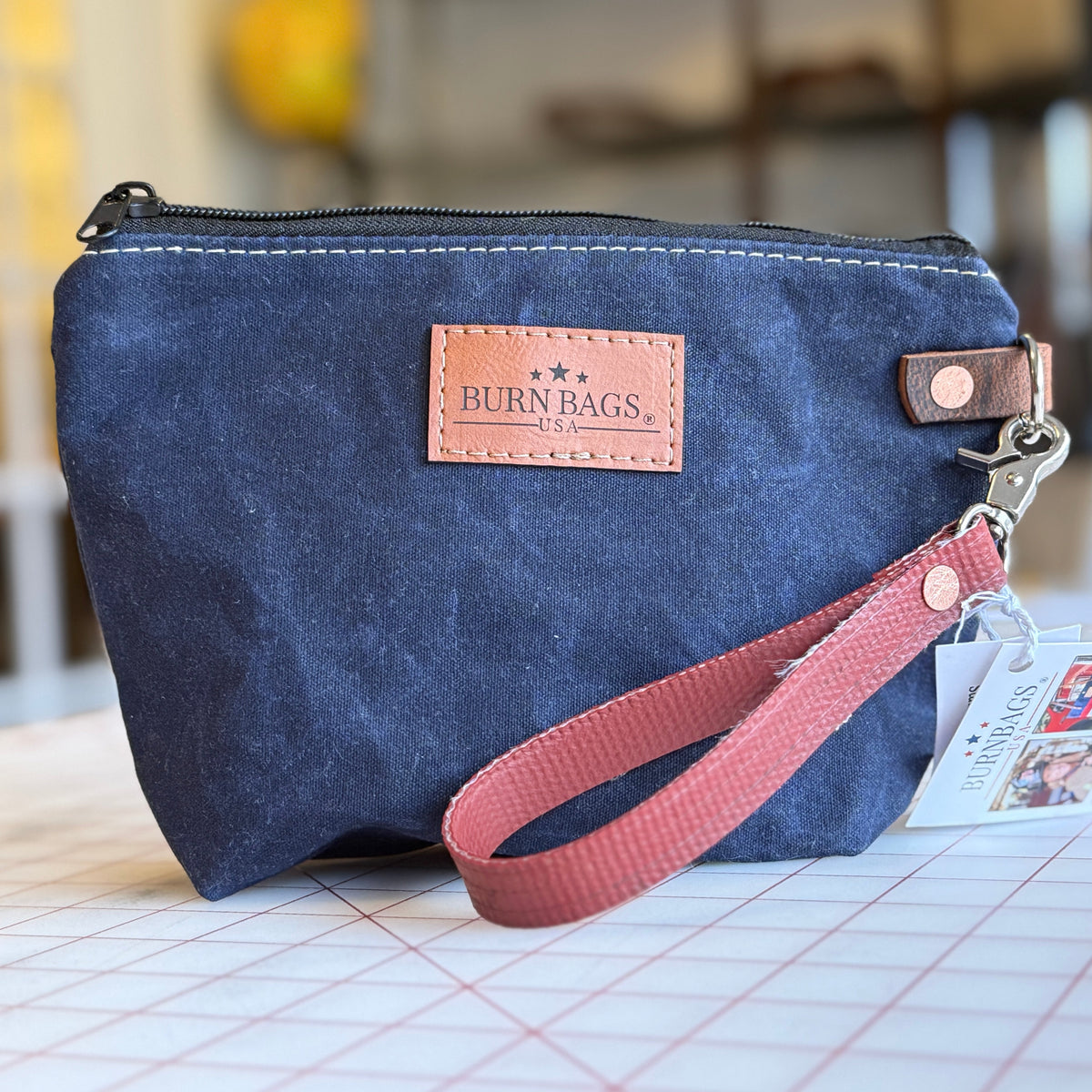 Navy and Red Fire Hose Clutch
