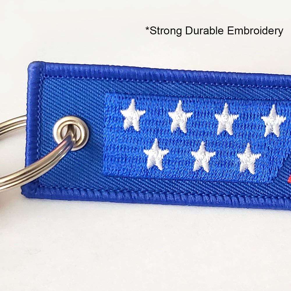 USA Blue Collar American Key Chain Tag Bottle Opener
