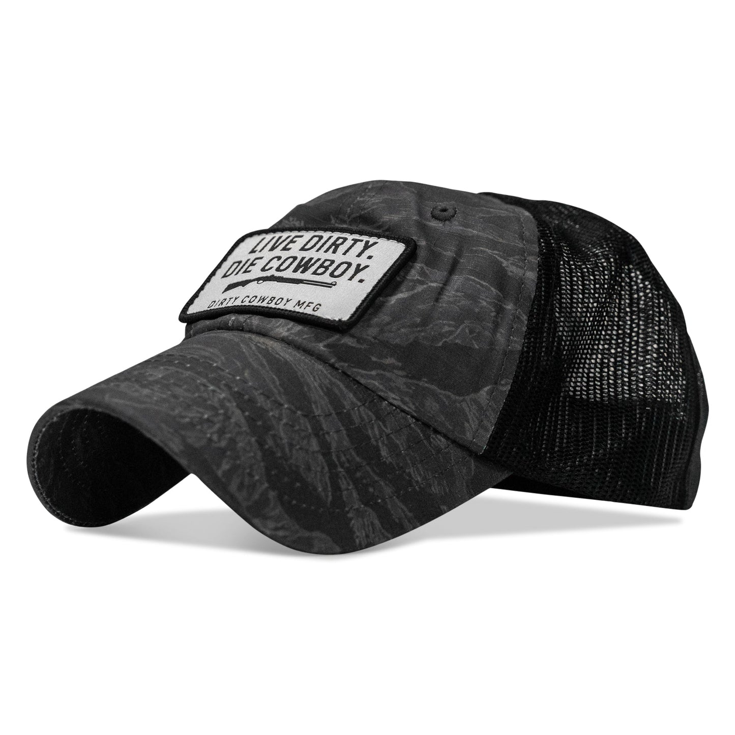 Live Dirty. Die Cowboy Patch Tactical Ripstop Mesh Snapback Hat