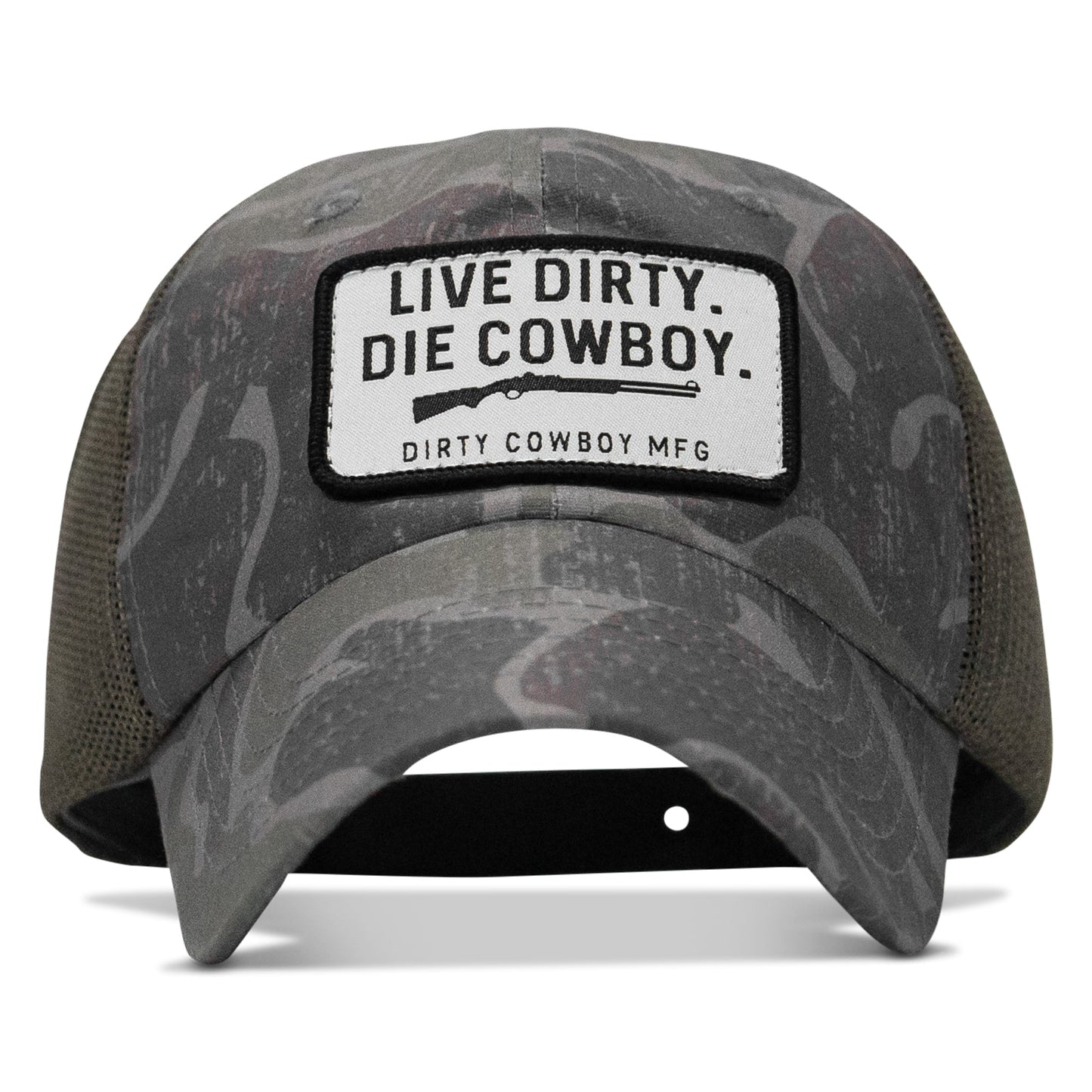 Live Dirty. Die Cowboy Patch Tactical Ripstop Mesh Snapback Hat