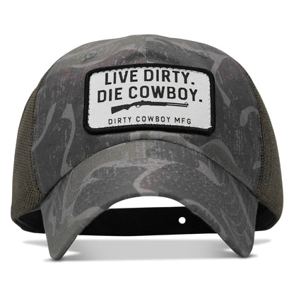 Live Dirty. Die Cowboy Patch Tactical Ripstop Mesh Snapback Hat