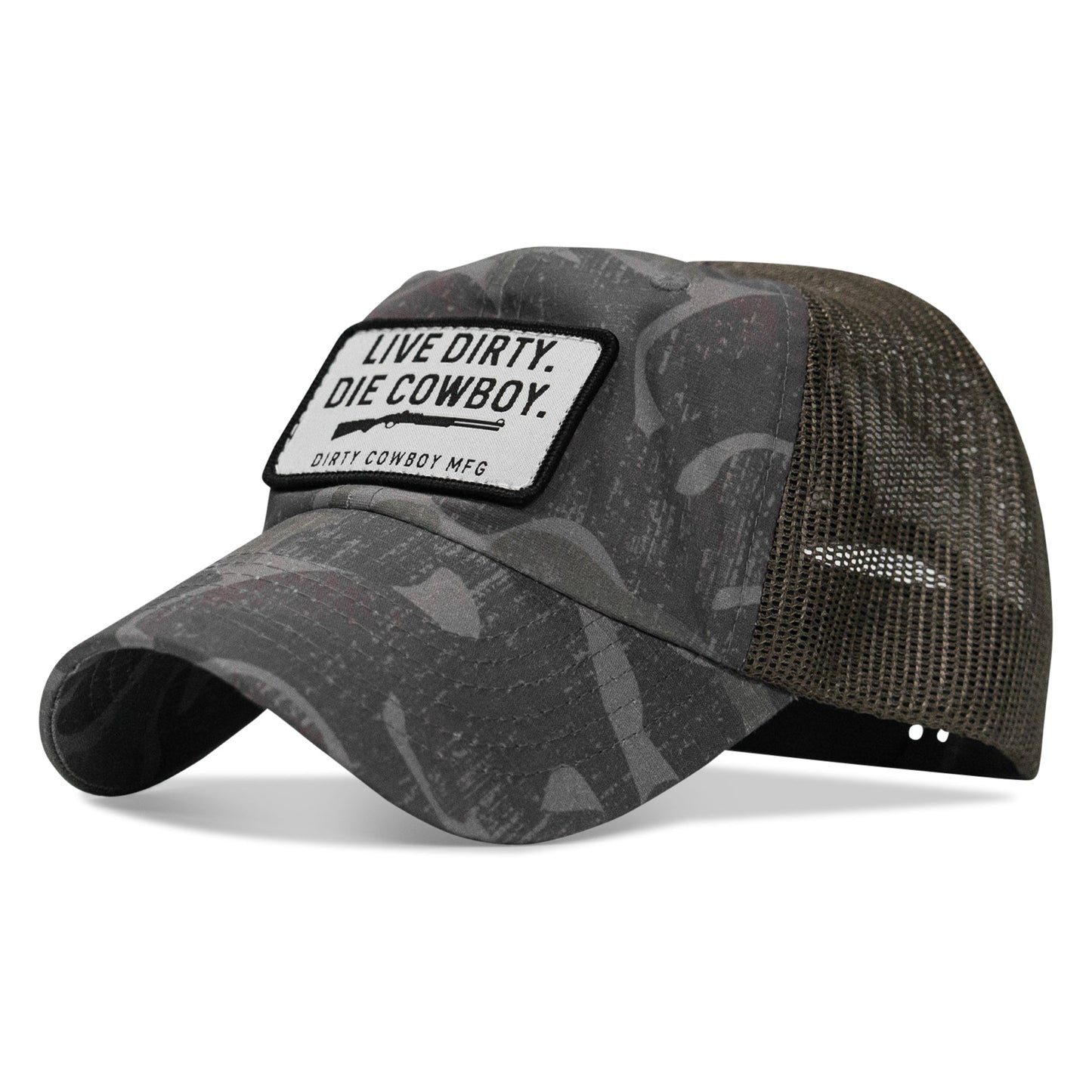 Live Dirty. Die Cowboy Patch Tactical Ripstop Mesh Snapback Hat