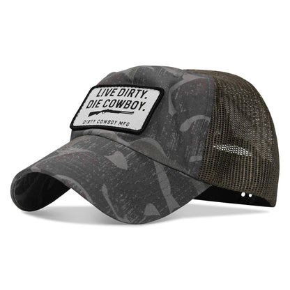 Live Dirty. Die Cowboy Patch Tactical Ripstop Mesh Snapback Hat