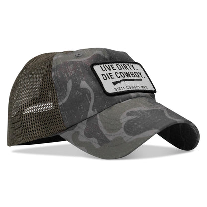 Live Dirty. Die Cowboy Patch Tactical Ripstop Mesh Snapback Hat
