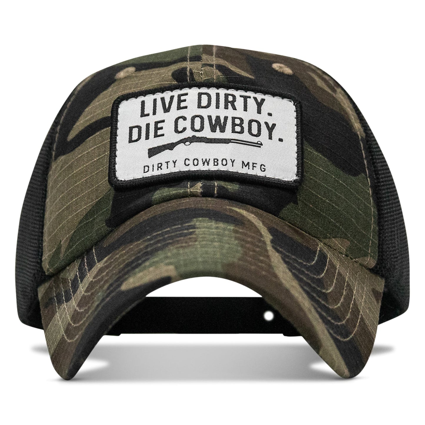 Live Dirty. Die Cowboy Patch Tactical Ripstop Mesh Snapback Hat