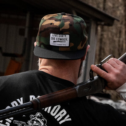 Live Dirty. Die Cowboy. Flatbill SnapBack