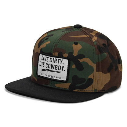 Live Dirty. Die Cowboy. Flatbill SnapBack