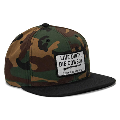 Live Dirty. Die Cowboy. Flatbill SnapBack