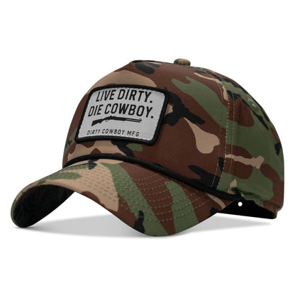 Live Dirty. Die Cowboy. Patch Weekender Snapback