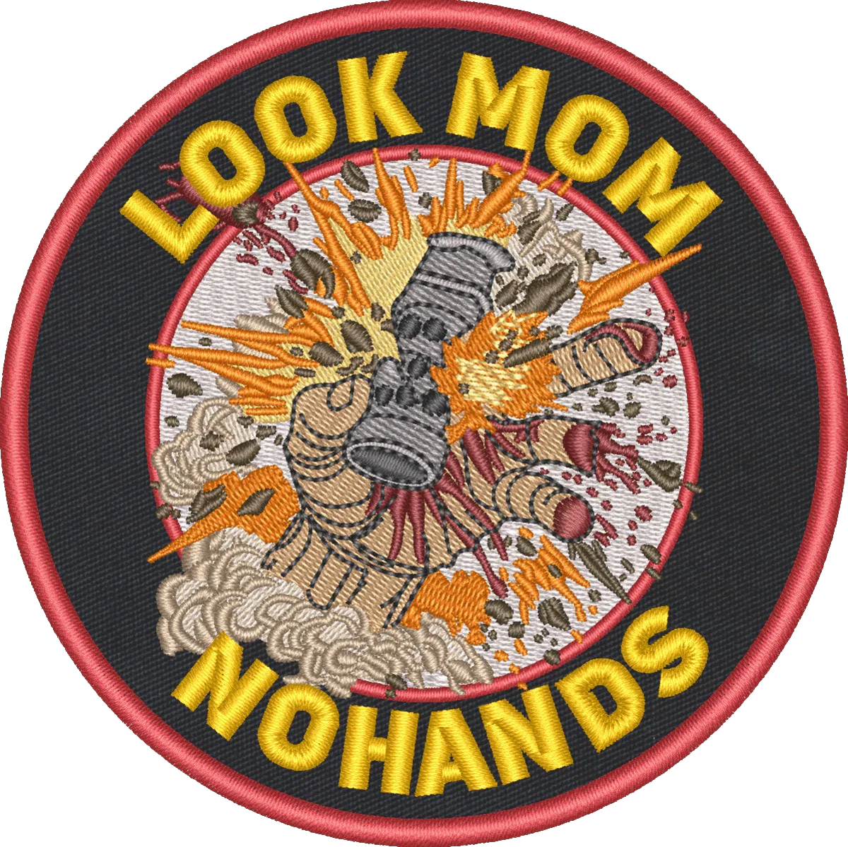Look Mom - No Hands - 4" Embroidered Patch