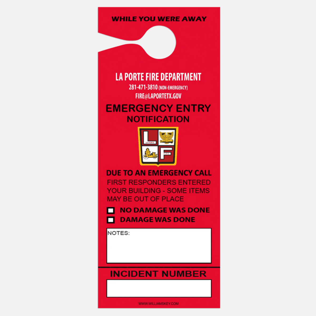 Emergency Door Hanger