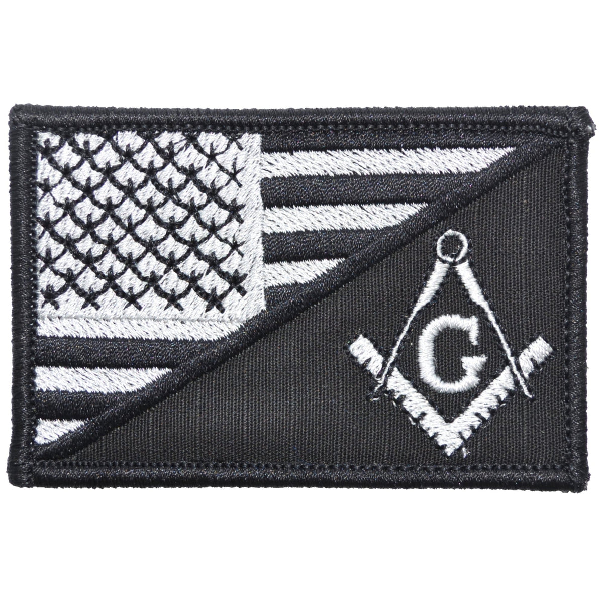 Masonic Square and Compasses USA Flag - 2.25x3.5 Patch