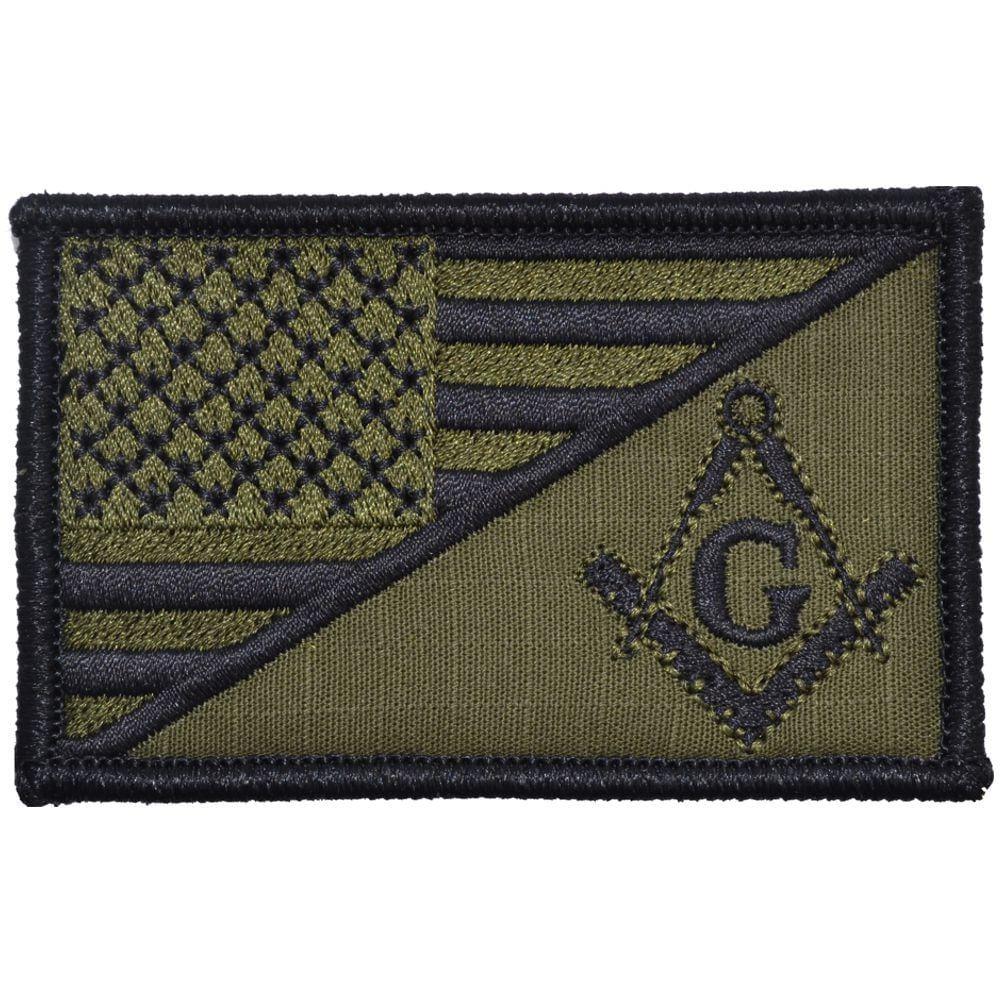 Masonic Square and Compasses USA Flag - 2.25x3.5 Patch