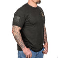 Load image into Gallery viewer, Men's Metallic Gold Liberty or Death Patriotic T-Shirt
