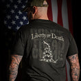 Load image into Gallery viewer, Men's Metallic Gold Liberty or Death Patriotic T-Shirt
