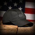 Load image into Gallery viewer, Murdered Out Black Ripstop Full Fabric American Flag Range Hat
