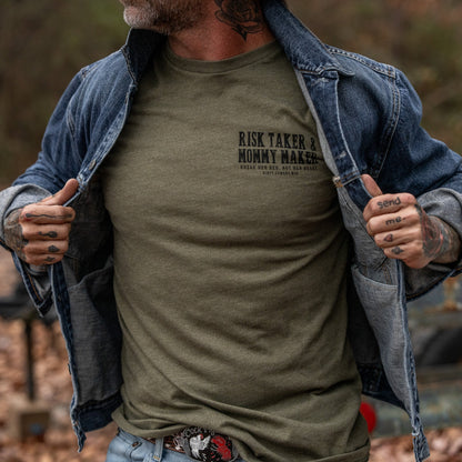 Risk Taker & Mommy Maker Men's T-Shirt