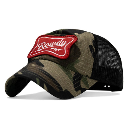 Rowdy Beer Logo Patch Tactical Ripstop Mesh Snapback Hat