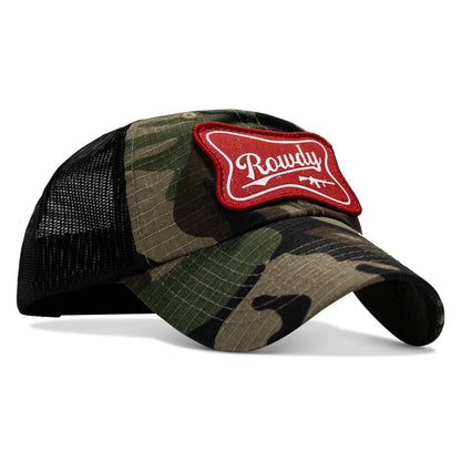 Rowdy Beer Logo Patch Tactical Ripstop Mesh Snapback Hat