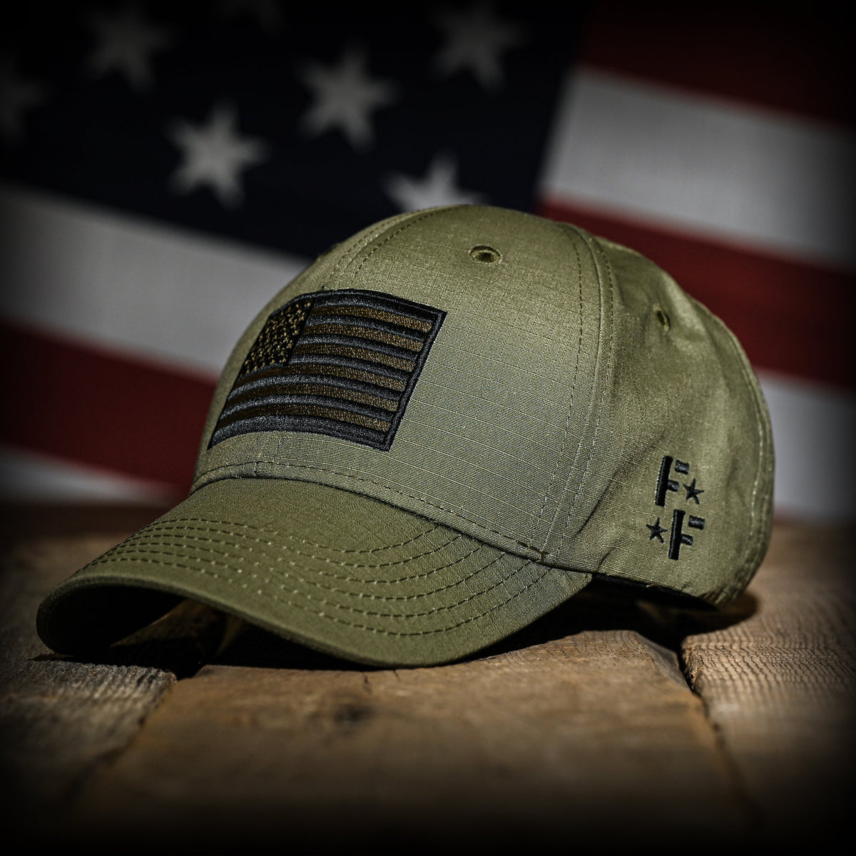 Ranger Green Ripstop Full Fabric American Flag Hat