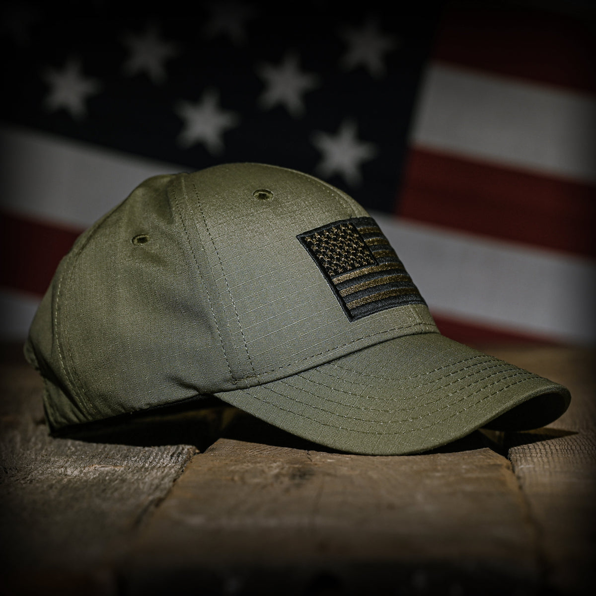 Ranger Green Ripstop Full Fabric American Flag Hat