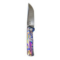 Load image into Gallery viewer, MUCITUP Rift Ti Titanium Folding Knife 14C28N Front Flipper EDC 7.25"
