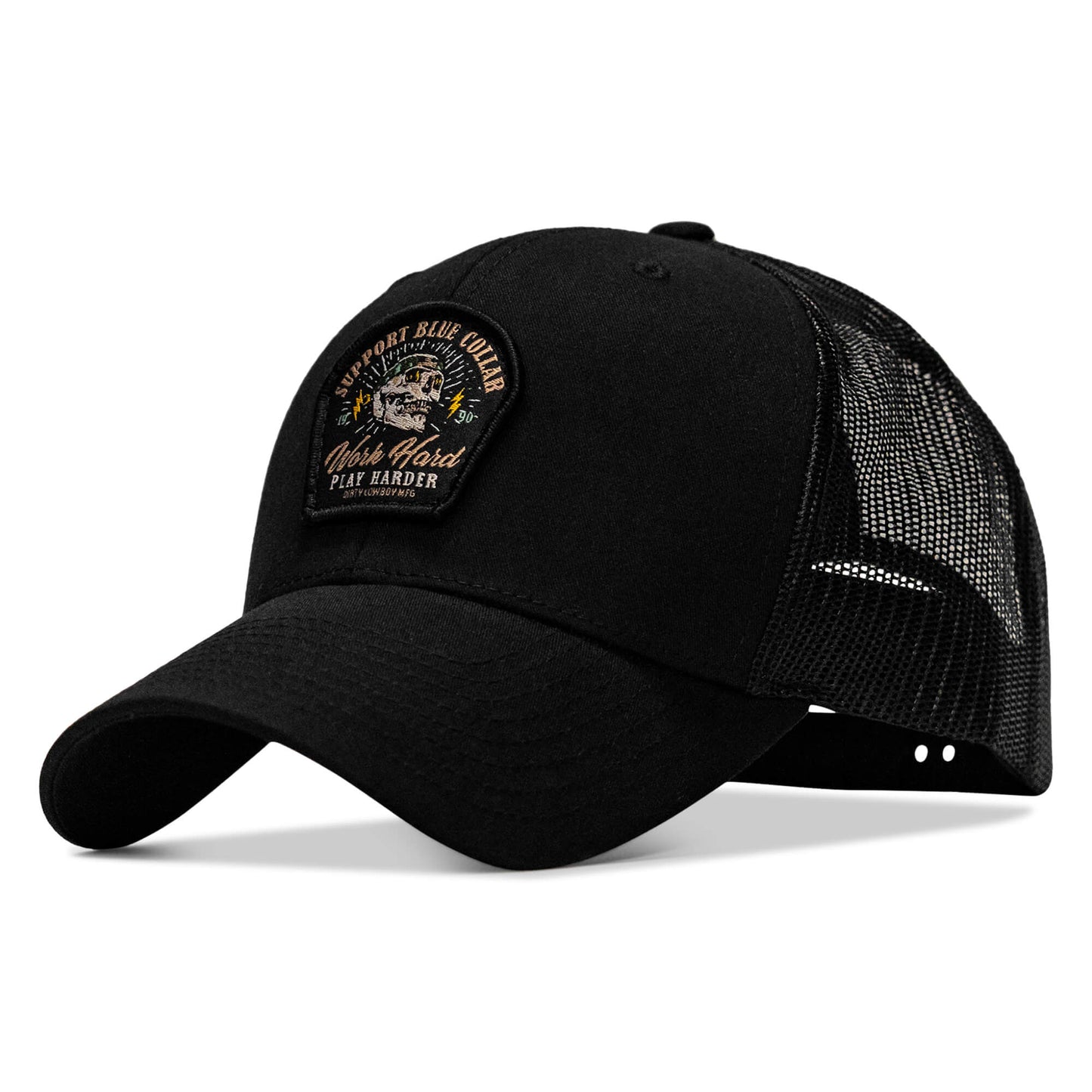 Work Hard Play Harder | Support Blue Collar Patch Snapback Hat