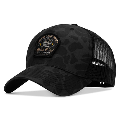 Work Hard Play Harder | Support Blue Collar Patch Snapback Hat