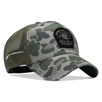 Work Hard Play Harder | Support Blue Collar Patch Snapback Hat