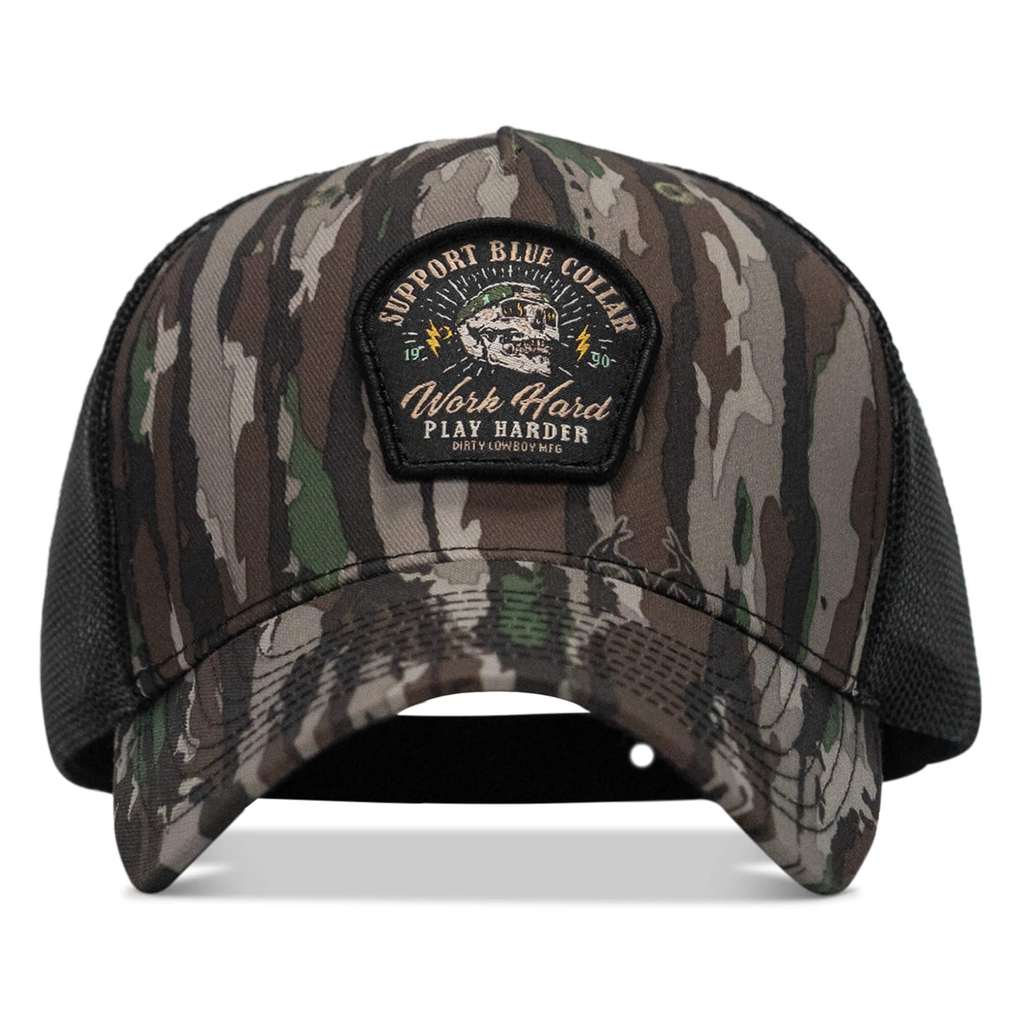 Work Hard Play Harder | Support Blue Collar Patch Snapback Hat