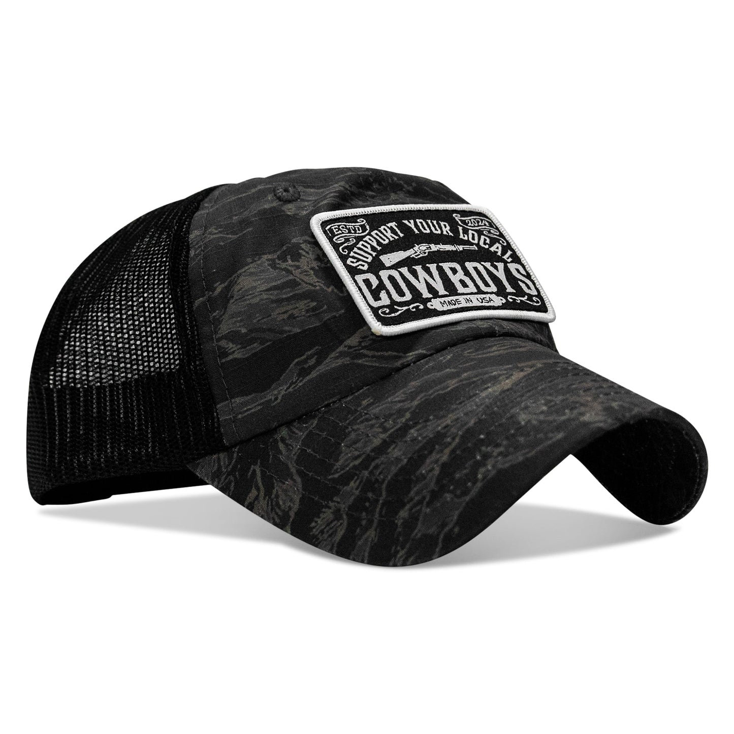 Support Your Local Cowboys Patch Tactical Ripstop Mesh Snapback Hat