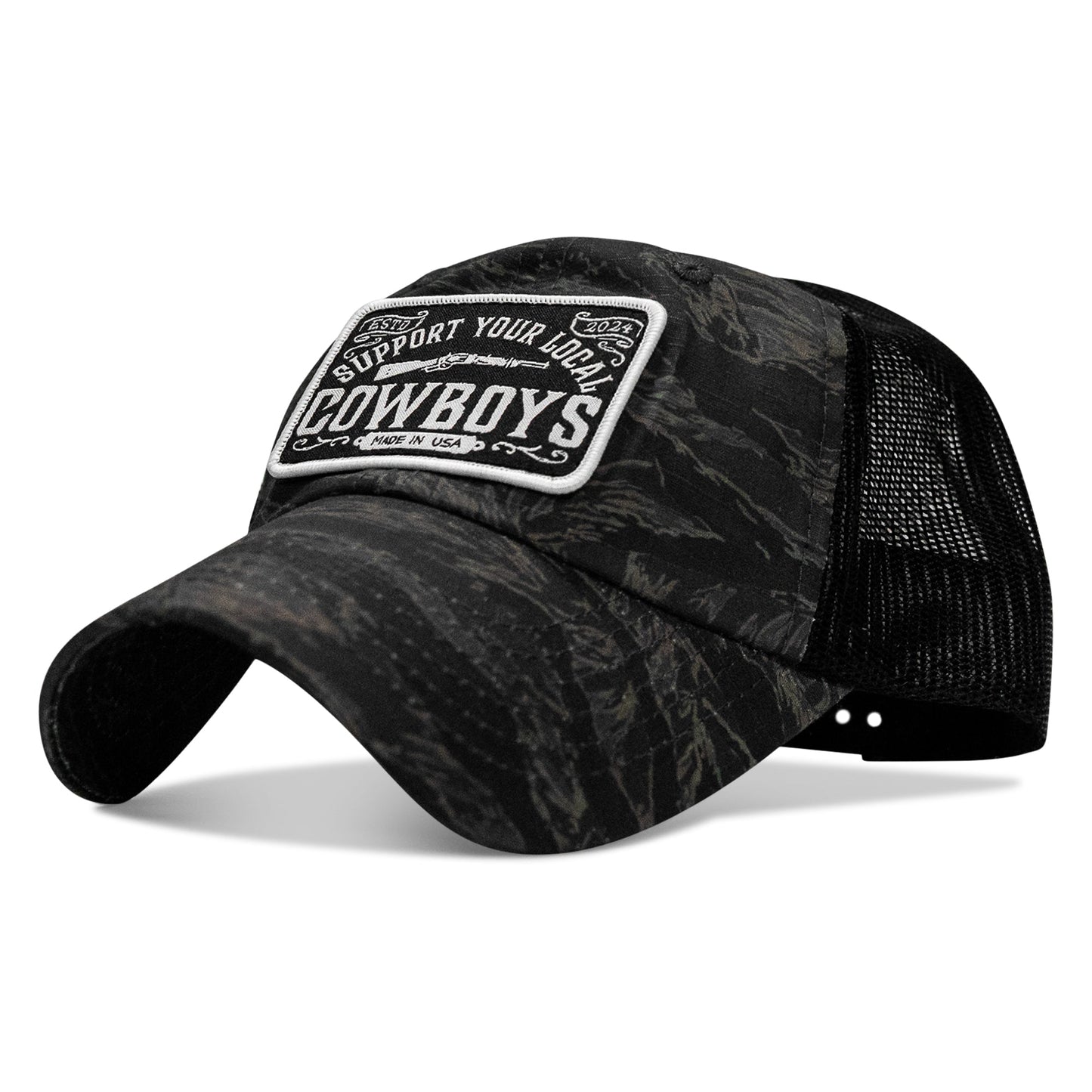 Support Your Local Cowboys Patch Tactical Ripstop Mesh Snapback Hat