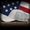 Load image into Gallery viewer, Tonal Light Gray American Flag Hat
